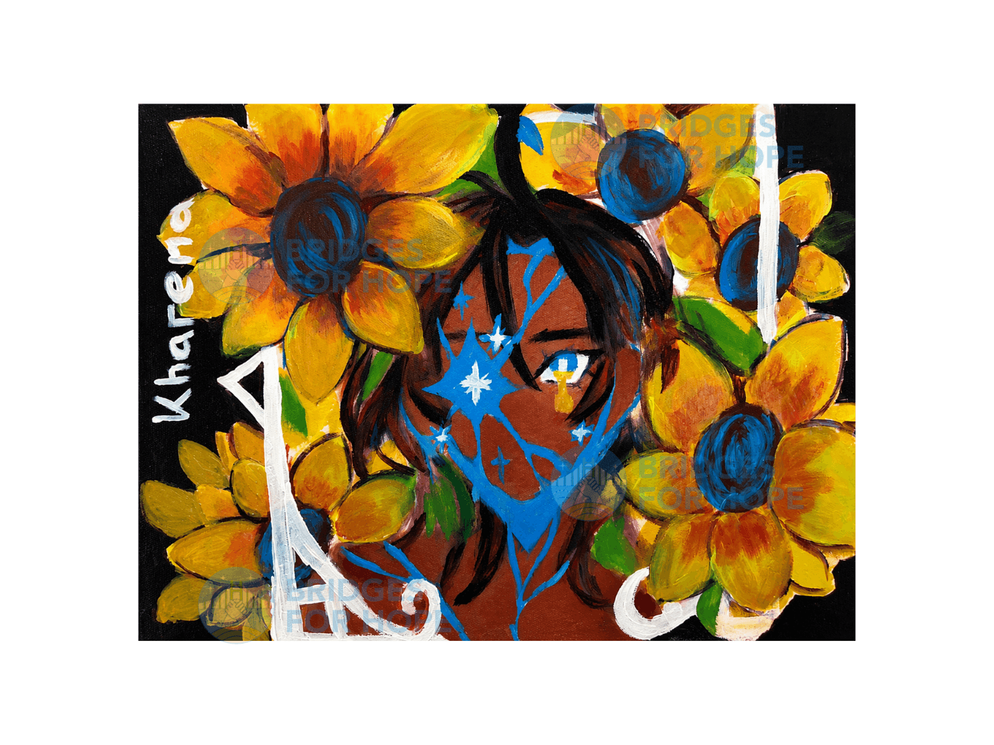 Portrait surrounded by sunflowers by Kharena