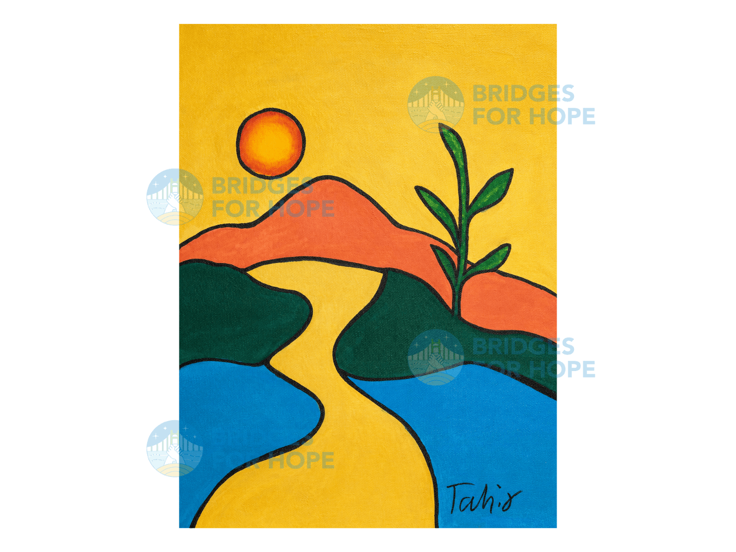 Abstract sunset landscape painting by Tahir Ghulami